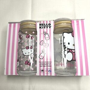 Official Hello Kitty Silver Buffalo Glass Kitchen Canisters 2pc Set‎